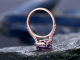 2.3Ct Cushion Purple Amethyst Halo Solitaire Engagement Ring 18K Rose Gold Over