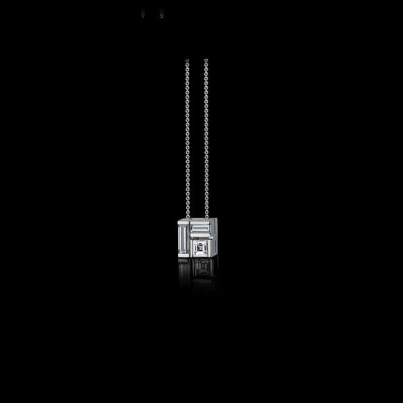 1ct Asscher Princess Cut Diamond Cube Design Trendy Pendant 14k White Gold Over