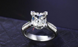 2Ct Princess Cut Diamond Accented Hidden Halo Solitaire Ring 14K White Gold Over