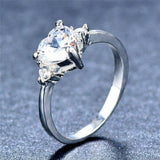 1ct Heart Cut Diamond Engagement Ring 14k White Gold Finish Trilogy Solitaire