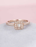 1.5ct Princess Cut VVS1 Diamond Engagement Ring Halo Vintage 14k RoseGold Finish