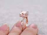 1.7ct Cushion Cut Morganite Engagement Ring Infinity Twisted 14k Rose Gold Over