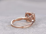 1.5ct Cushion Cut Peach Morganite Engagement Ring 14k Rose Gold Finish Infinity