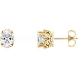 1ct Oval Simulated Diamond Vintage-Inspired Stud Earrings 14k White Gold Plated