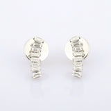 1.4ct Stud Earrings Baguette Cut Diamond Geometric 14k White Gold Finish