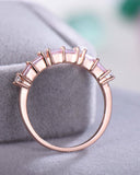 1.5Ct Baguette Cut Pink Sapphire Minimalist Wedding Band 14K Rose Gold Finish