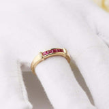 1.5ct Princess Pink Ruby Wedding Band Channel Set Stackable 14k Yellow Gold Over