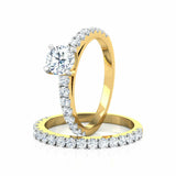 2.3ct Engagement Ring Round Cut Diamond Bridal Set Design 14k Yellow Gold Finish