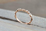 0.5ct Round Cut Diamond Wedding Band Antique Stackable 14k Rose Gold Finish