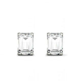 1.5ct Emerald Cut Diamond Elegant Solitaire Stud Earrings 14k White Gold Finish