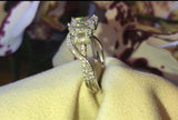 4ct Emerald Cut Diamond Engagement Ring Bridal Set Trilogy 14k White Gold Finish