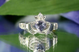 1ct Heart Cut Blue Tanzanite Engagement Ring Diamond Claddagh 14k WhiteGold Over