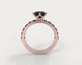 2.2ct Round Cut Black Diamond Solitaire Ring 14k RoseGold Over with Round Accent