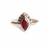 2ct Marquise Cut Pink Ruby Engagement Ring 14k RoseGold Finish Unique Bridal Set