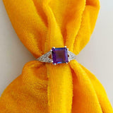 1.4ct Engagement Ring Asscher Cut Purple Amethyst Split Shank 14k WhiteGold Over