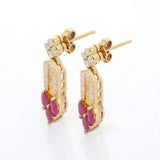 4ct Drop Earrings Marquise Cut Pink Ruby Stylish Dangling 14k Yellow Gold Finish