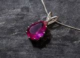 2ct Pink Ruby Pendant Pear Cut Solitaire Women 14k White Gold Finish NO CHAIN