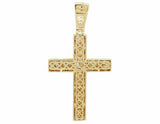 2ct Round Cut Diamond Cluster Holy Cross Pendant 14k Yellow Gold Finish NO CHAIN