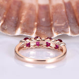 3ct Oval Cut Pink Ruby Eternity Promise Wedding Band Ring 14k Rose Gold Finish