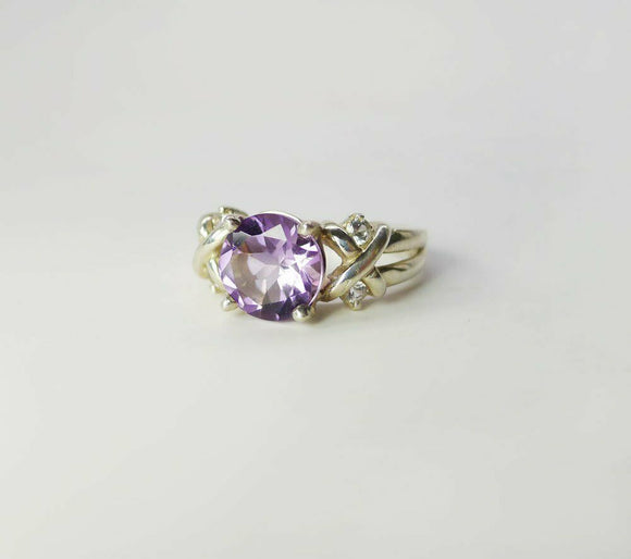 2ct Round Purple Amethyst Engagement Ring 14k Yellow Gold Finish Knot Split Band