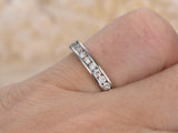 1.5ct Round Cut Diamond Wedding Ring Band Half Eternity 14k White Gold Finish