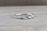 Rope Stackable Wedding Ring Band 1ct Round Cut VVS1D Diamond 14k White Gold Over