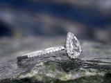 1.5Ct Pear Cut VVS1/D Diamond Accent Halo Solitaire Ring 18K White Gold Finish