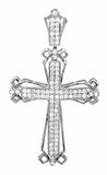 1.2ct Round Cut VVS1D Diamond Pendant Stylish Cross Charm 14k White Gold Finish