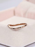 Curved Minimalist Wedding Ring Band 0.3ct Round Cut Diamond 14k Rose Gold Finish