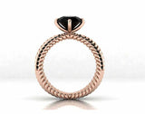 Braided Open Split Shank Ring 2ct Round Cut Black Diamond 14k Rose Gold Finish