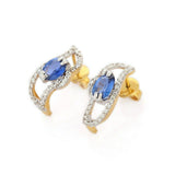 2.4ct Drop Earrings Oval Cut Blue Tanzanite Partywear 14k Yellow Gold Finish