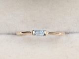 0.4ct Baguette Cut Aquamarine Minimalist Engagement Ring 14k Yellow Gold Finish