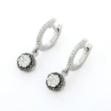 2.3ct Round Cut VVS1D Diamond Halo Dangle Earrings Women 14k White Gold Finish