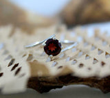 1ct Engagement Ring Round Red Garnet Bypass Solitaire 14k White Gold Finish