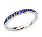 1Ct Round Cut Blue Sapphire Full Eternity Wedding Band 18K White Gold Finish