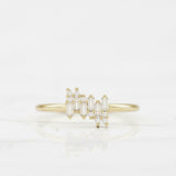 Minimalist Cluster Engagement Ring 1ct Baguette Cut Diamond 14k Yellow Gold Over