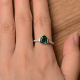 1.3ct Heart Cut Green Emerald Solitaire Engagement Ring 14k White Gold Finish