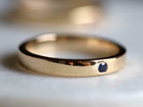 0.1ct Wedding Band Round Cut Blue Sapphire Anniversary 14k Rose Gold Finish