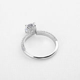 1.6ct Round Diamond Engagement Ring 3 Row Accent Solitaire 14k White Gold Finish