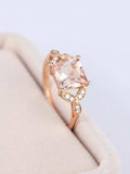 1ct Princess Cut Peach Morganite Engagement Ring 14k Rose Gold Finish Solitaire