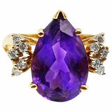 4ct Pear Cut Purple Amethyst Engagement Ring Diamond Accent 14k Yellow Gold Over