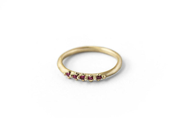 0.5ct Round Cut Ruby Engagement Ring Minimalist Stackable 14k Yellow Gold Finish