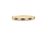 1ct Baguette Pink Ruby Milgrain Half Eternity Wedding Band 14k Yellow Gold Over