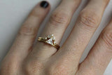 1.5ct Trillion Cut Diamond Engagement Ring 14k YellowGold Over Curved Bridal Set