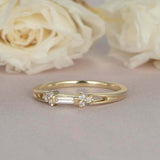 1ct Baguette Cut Diamond Engagement Ring Petite Minimalist 14k YellowGold Finish