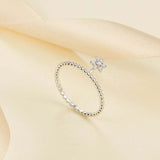 0.4ct Round Diamond Engagement Ring Floral Beaded Minimalist 14k White Gold Over