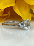 1.6ct Asscher Cut VVS1 Diamond Three Stone Engagement Ring 14k White Gold Finish