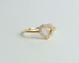 0.12ct Engagement Ring Round Cut Diamond Open Heart Shaped 14k YellowGold Finish