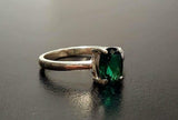 1.2ct Engagement Ring Oval Cut Green Emerald Solitaire 14k White Gold Finish