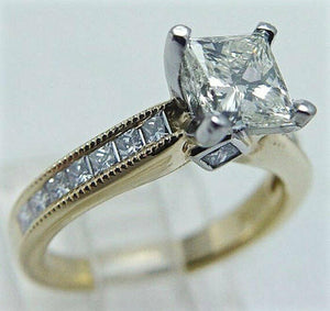 3Ct Princess Cut Diamond Accent Solitaire Engagement Ring 14K Dual Gold Finish